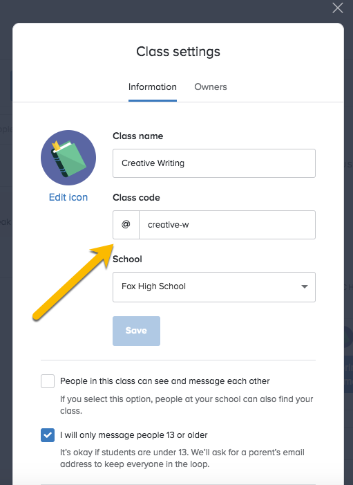 Change Your Class Code Help Center